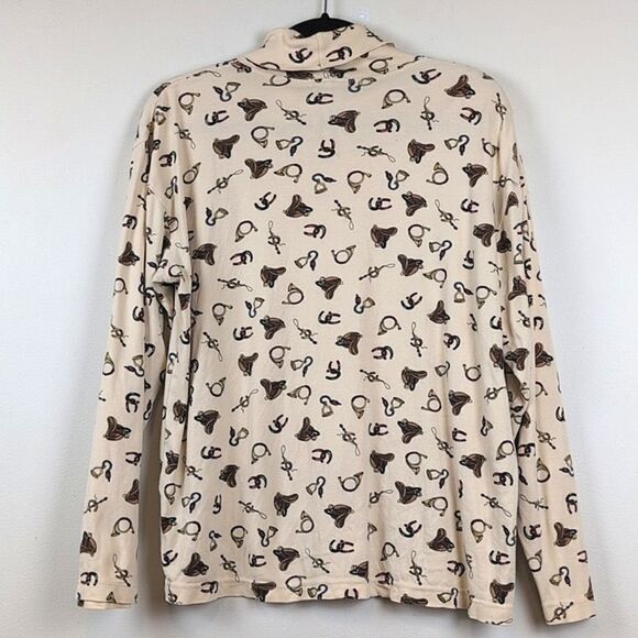 Talbot's Cotton Equestrian Print Turtleneck Vintage Size M - Picture 8 of 10